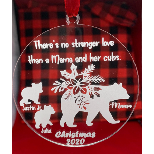 Personalized Mama Bear Ornament, Floral Mama Bear Ornament, Gift